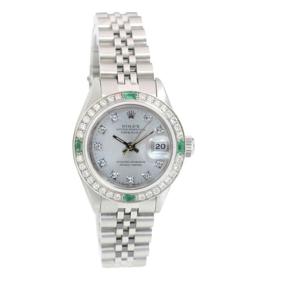 ROLEX DATEJUST LADIES WATCH FACTORY ROLEX SILVER DIAMOND DIAL JUBILEE BAND 69174 - Picture 3 of 6
